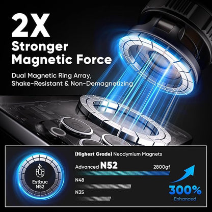Phone Holders for Your Car, Car Phone Holder for Magsafe [120+ LB Strongest Suction & 2800gf Strongest Magnetic] 360° Adjustable Magnetic Car Phone Mount for iPhone 17 Pro Max 16 15 14 13 12 Air Plus
