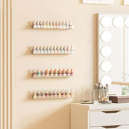 upsimples 6 Pack Clear Acrylic Shelves, 1.7" x12" Clear Wall Shelves for Nail Polish, Vinyl Wall Mount, Record Holder, Magazine Rack, Comic Display, Picture Ledge Shelf Décor
