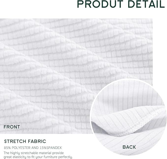 Hokway Couch Cushion Covers Stretch Cushion Covers Sofa Seat Cushion Slipcover Cushion Protector(White, Large)