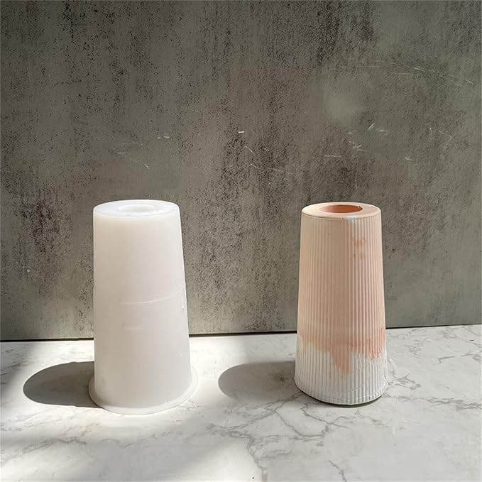 Striped Vase Clay Silicone Mold Succulent Planter Concrete Flower Pot Plaster Cement Mold Epoxy Resin Pen Holder Mould