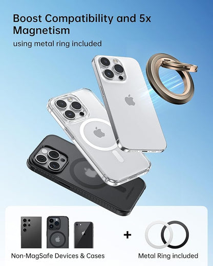SYNCWIRE for MagSafe Ring Phone Holder, 360° Rotation Magnetic Cell Phone Grip Dual-Sided Magnets Phone Ring Kickstand Compatible with iPhone 17 16 15 14 13 12 Pro Max MagSafe, Android, Samsung etc.
