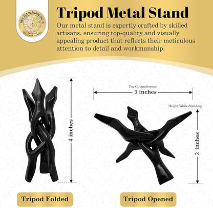 New Age Imports, Inc. Tripod Stand - Home Decor Holder for Abalone Shell for display or smudging, Crystal Ball, Trinket & Jewelry Dish, Bowls, Geodes, & More! Heavy Duty (4 INCH - Black Metal)