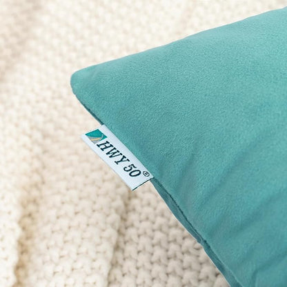 HWY 50 Teal Blue Velvet Throw Pillow Covers 20x20 Inch, Pack of 2 Soft Cozy Solid Decorative Luxury Cushion Cases for Couch Sofa Bed Living Room Bedroom