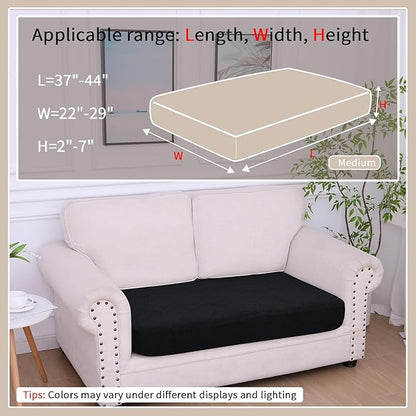 hyha Waterproof Couch Cushion Covers, Waterproof Sectional Couch Covers for 2 Cushion Sofa for Pets, Stretch Sofa Slipcover Washable with Elastic Bottom(Medium, Black)