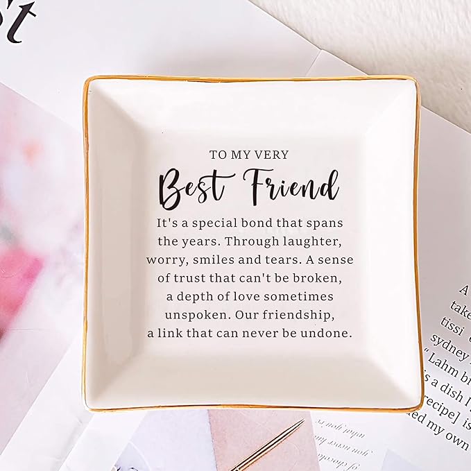 SUNBMO Very Best Friend Jewelry Dish, Friendship Gift for Women, BFF Bestie Gift, Birthday &