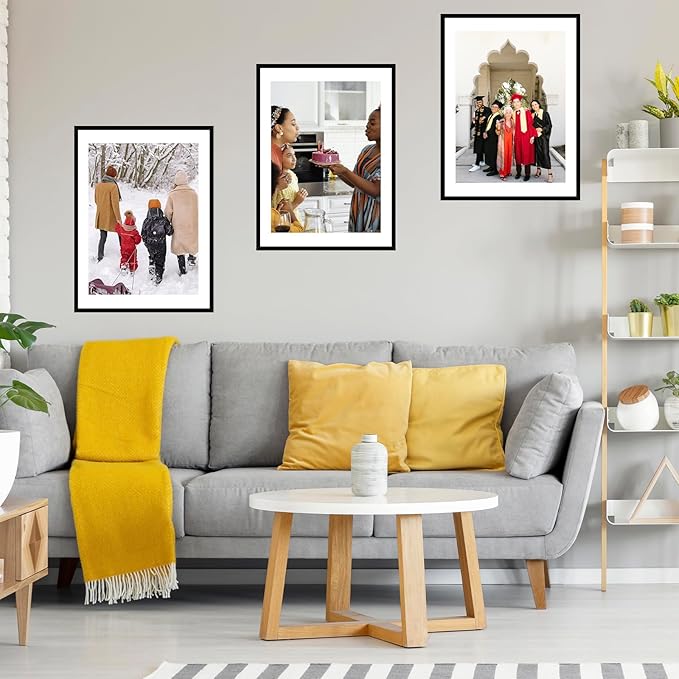 20x28 Picture Frame with 18x24 Mat Set of 2, Display Photo 18x24 with Mat or 20 x 28 Without Mat, Wall Hanging Large 20 by 28 Poster Frame with Plexiglass, 2 Pack, Black