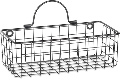 DII Farmhouse Vintage Décor, Wire Wall Basket, Assorted, Black, 2 Piece (Pack of 2)