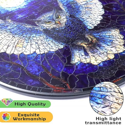 Owl Suncatcher - Moonlit Stained Glass Window Hanging Decor for Nature Lovers, Whimsical Night Bird Gift for Owl Enthusiasts,Sun Catchers Indoor Window, Outdoor Celestial Home Decoration (7.87 Inch)