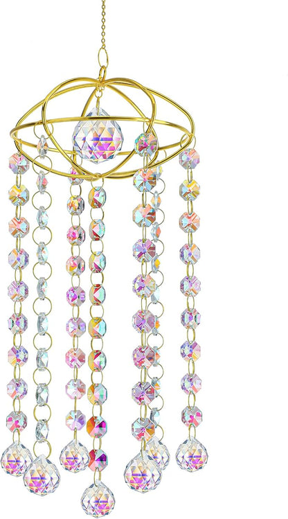 H&D HYALINE & DORA Planet Shape Gold Crystal Suncatcher Crystal Ball Prism Suncatcher Sun Catcher Windchime Indoor Outdoor Decor