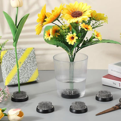 Sliner 16 Pieces Floral Frogs Round Flower Holder Japanese Ikebana Vase Kenzan Flower Arranger Floral Fixed Tools Pin for Arrangement Home DIY Craft(Silver,1.81 Inch)