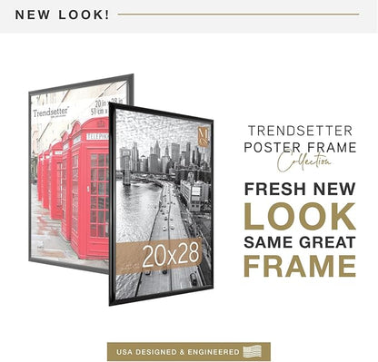 MCS Trendsetter 20x28 Poster Frame Black High-Gloss, Vertical & Horizontal Wall Hanging Large Picture Frame for Photos, Posters & Art Prints (1-Pack)