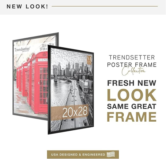 MCS Trendsetter 20x28 Poster Frame Black High-Gloss, Vertical & Horizontal Wall Hanging Large Picture Frame for Photos, Posters & Art Prints (1-Pack)