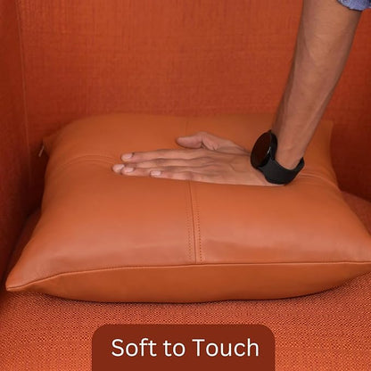 LL LEATHER LOVERS Lambskin Leather Pillow Cover, Hand Panel Stitched Leather Decorative Throw Pillow Covers for Couch Sofa Bed Living Room Garden (20x20 Inches, Tan Plain Pack of 2)
