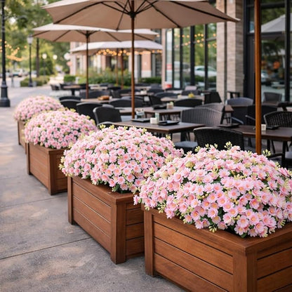 alyptus Artificial Flowers for Outdoors, 12 Bundles UV Resistant Spring Fake Flowers for Porch, Patio & Garden Decor – Realistic Outdoor Fake Plants with Lasting Color - Pink