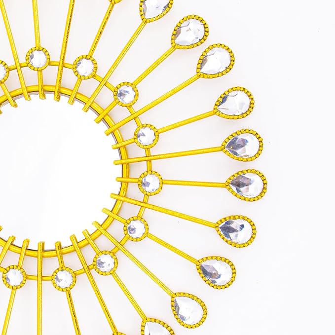 Gold Mirrors - Sunburst Christmas Wall Art, Decorative Round Mirrors for Christmas Bedroom, Living Room, Bathroom, Kitchen, Entryway, Hallway - Set of 3