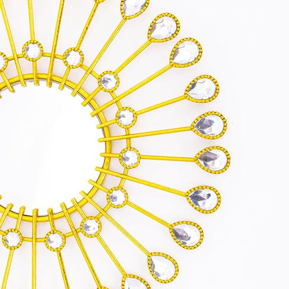 Gold Mirrors - Sunburst Christmas Wall Art, Decorative Round Mirrors for Christmas Bedroom, Living Room, Bathroom, Kitchen, Entryway, Hallway - Set of 3