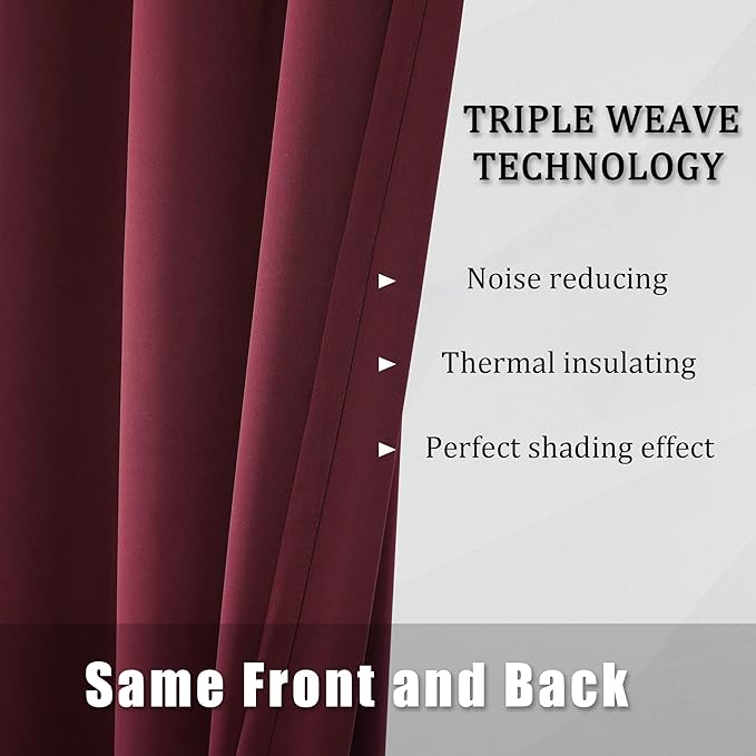 DUALIFE Burgundy Red Curtains for Bedroom Extra Long Drapes 120 Inches Long for Living Room 60 by 120 Inch Length, Set of 2, Grommet Top