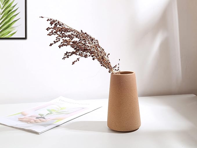 Ceramic Vase, Brown Vase, Modern Minimalist Decor, Farmhouse Vase, Perfect Decorative Vase for Living Room Decor and Various Holiday Vases As Decoration for Others. (Light Brown)