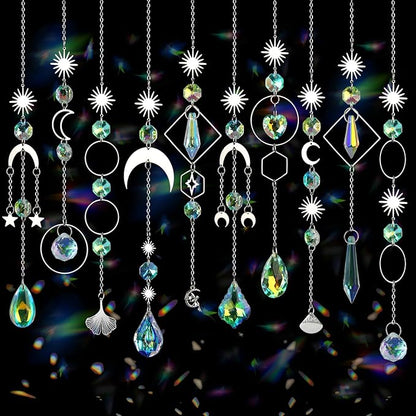 Crystal Suncatcher, 10 Pcs Colorful Sun Catchers Indoor Window Hanging Crystals Ornaments for Home Outdoor Garden Ceiling Balcony Room Christmas Party Wedding Decorations Prism Rainbow Maker