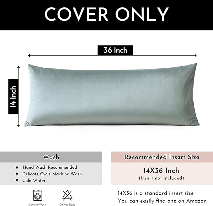 Artscope Luxury Velvet Lumbar Pillow Cover Super Soft Decorative Rectangle Throw Pillow Covers Case Cushion Covers for Sofa Couch Bedroom Car Decor 14x36 Inch Light Grey