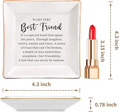 SUNBMO Very Best Friend Jewelry Dish, Friendship Gift for Women, BFF Bestie Gift, Birthday &