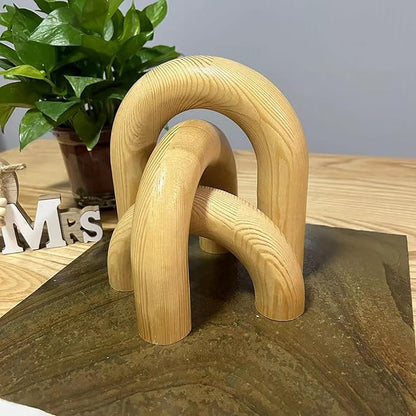 3Pcs Wood Arch Decor Accents - Home Book Table Decorative Rustic Arch Decor Modern Boho Minimalist Coffee Table Bookshelf Living Room Entryway Aesthetic Decorations Objects (Wood Color)
