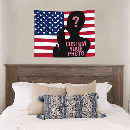 Custom Flag Tapestry Personalized Picture Image Text Custom Tapestry Wedding Backdrop 37''W X 29''L Tapestry For Dormitory