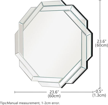 Bathroom Mirror-24”X24” Wall Mirrors Decorative, Beveled Edge Frameless Mirror for Wall, Bathroom, Vanity Room, Bedroom, Living Room and Enterway