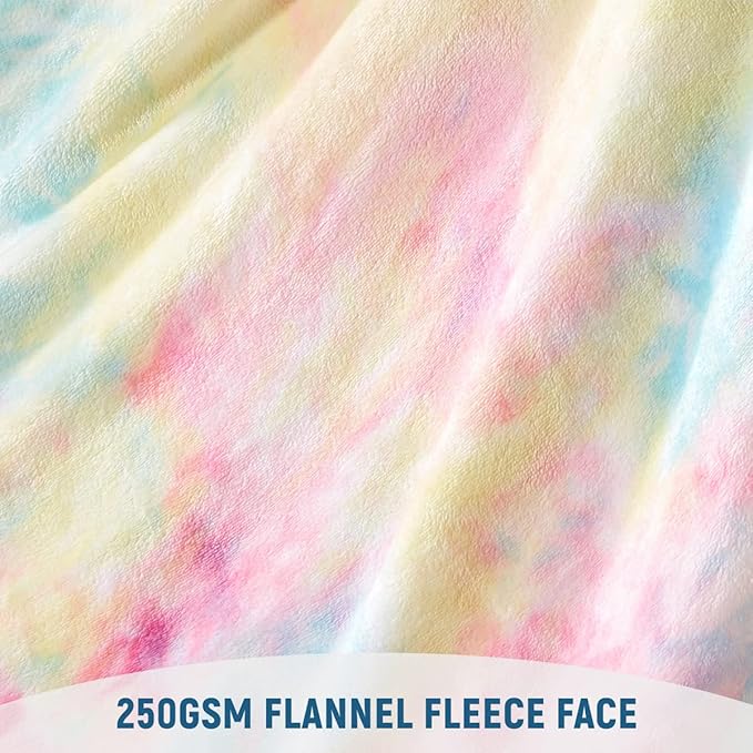 KAWAHOME Sherpa Fleece King Size Blanket for Bed - Extra Warm and Heavy Thick Blankets for Winter, Super Soft 500GSM Plush Blanket, 108" X 90" Rainbow