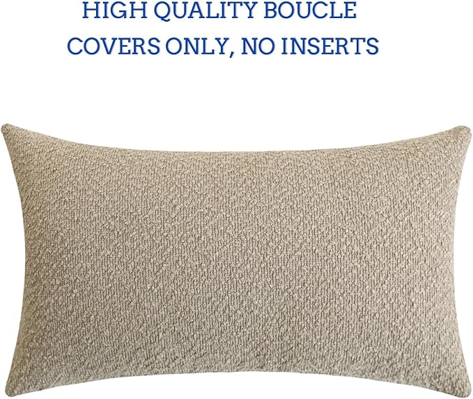 Jeneoo Light Grey Decorative Long Lumbar Thick Throw Pillow Covers Fine Textured Boucle Couch Cushion Cases for Sofa Bedroom Decor, Set of 1, 14 x 36 Inch