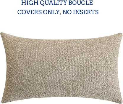 Jeneoo Light Grey Decorative Long Lumbar Thick Throw Pillow Covers Fine Textured Boucle Couch Cushion Cases for Sofa Bedroom Decor, Set of 1, 14 x 36 Inch