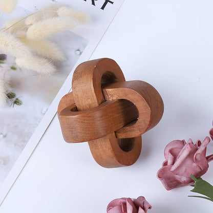 Wood Knot Decor Farmhouse Wood Chain Link Ornaments Accents Wood Art Crafts Decorative Chain Knot Decor Modern Home Accessories for Coffee Table Tiered Tray Boho Bookshelf Decor