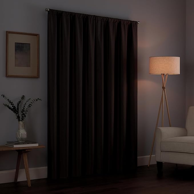 Eclipse Kendall Modern Blackout Thermal Rod Pocket Window Curtain, Insulating & Noise Reducing Curtains for Bedroom or Living Room (1 Panel), 63 in Long x 42 in Wide, Teal