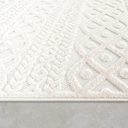 Paco Home Modern Area Rug with Carved Geometric Pattern in Cream Ivory, Size: 2'8" x 4'11"