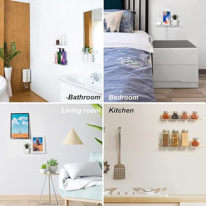 OAPRIRE 2-Pack Clear Acrylic Floating Wall Shelves, 10" Minimalist Book & Decor Shelf Set for Bedroom, Bathroom, Kitchen