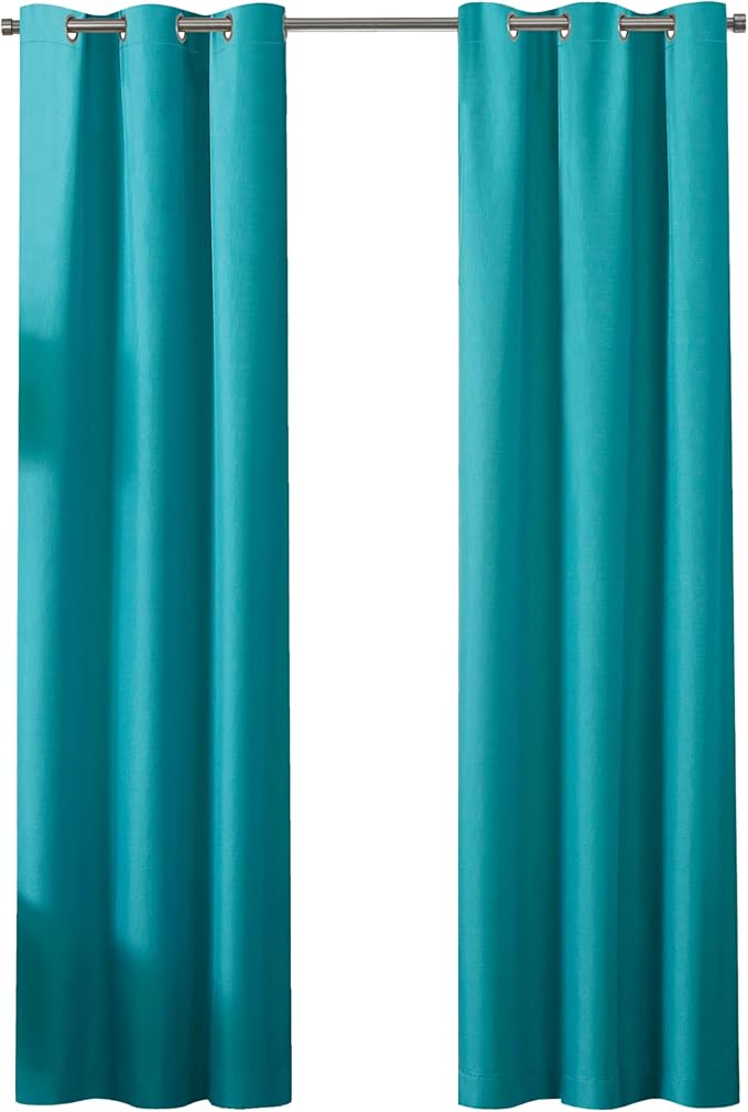 Eclipse Kendall Blackout Curtain, Thermal Insulated Grommet Window Panel, Noise Reducing Curtains for Bedroom, Living Room or Nursery, (1 Panel), 63 in Long x 42 in Wide, Turquoise