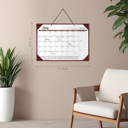 Ospelelf Leather Desk Calendar 2025-2026 Wall Monthly Planner with Protective Cover 18 Months 12"x17" July 2025 to December 2026 Brown