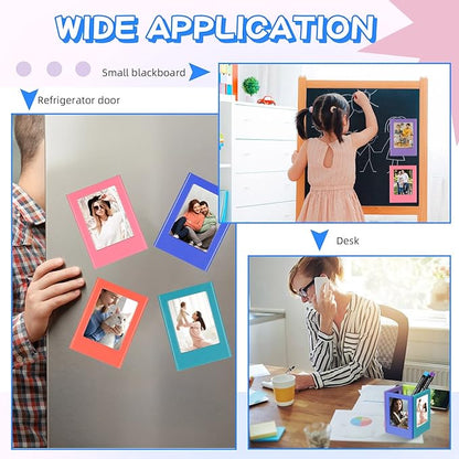 Konohan 6 Packs Magnetic Photo Picture Frame Refrigerator Magnets Holds 3.5 x 2.6 Inch Colorful Mini Table Picture Frames for Fridge Compatible with Fujifilm Instax Small Polaroid