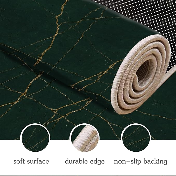 Luxury Marble Rug - 3x6 Runner Rug, Abstract MarbleModern Art Bedside Rugs, Washable & Non Slip Carpet Home Decor