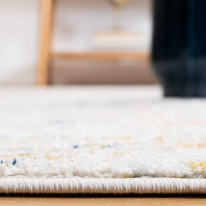 SAFAVIEH Tulum Collection Runner Rug - 2' x 19', Ivory & Blue, Moroccan Boho Tribal Design, Non-Shedding & Easy to Clean, Ideal for Living Room, Hallway, Foyer, Bedroom (TUL272C)