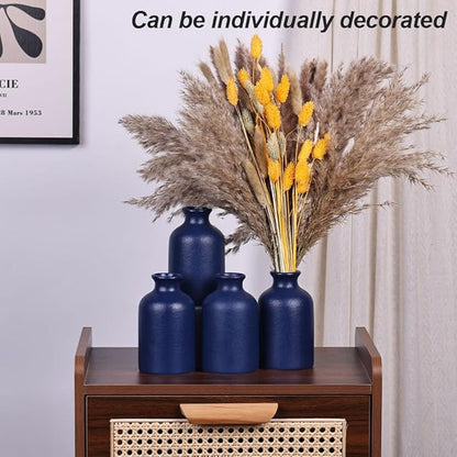 Blue Bud Vases Set of 6 - Mini Blue Ceramic Vases for Flowers, Modern Bud Vase for Table Decor, Boho Small Vase for Home Decor, Centerpieces in Bulk for Wedding, Home, Table, Party Decor