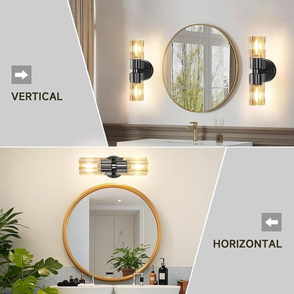 Crystal Wall Sconces Set of Two, 13'' Modern Brass Sconces Lighting with K9 Crystal Lampshade, Indoor Large Brass Wall Light Fixtures for Living Room Bathroom Hallway Stairs Bedroom