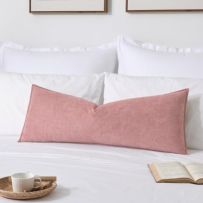 Kevin Textile 14x36 Inch Long Lumbar Cover 1 Pack Valentines Day Soft Boucle Textured Decorative Waterproof Rectangle Cushion Elegant Accent Pillows for Couch Sofa Chair Bed Home Plush Pink