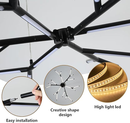Modern LED Chandeliers Flush Mount Linear Art Deco Chandelier Fixture Sputnik Pendant Light for Dining Room,Staircase,Bedroom,Bathroom,Living Room,Foyer and Kitchen Island Easy to Install lighting