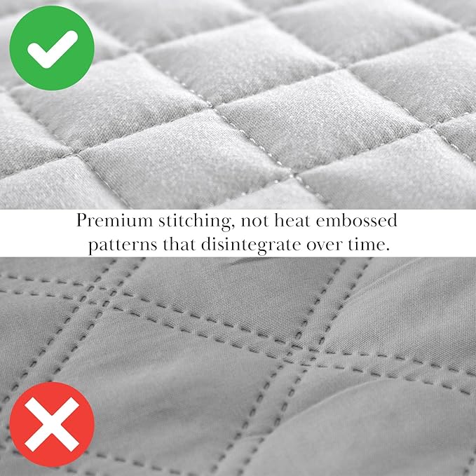 Southshore Fine Living, Inc. Queen Quilt Set, Full Size Bedspread with 2 Matching Pillow Shams, Soft Microfiber Lightweight Quilts, Queen Size Coverlet, Easy Care Machine Washable, Light Grey