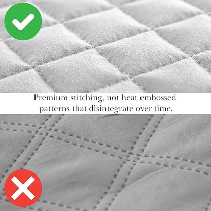Southshore Fine Living, Inc. Queen Quilt Set, Full Size Bedspread with 2 Matching Pillow Shams, Soft Microfiber Lightweight Quilts, Queen Size Coverlet, Easy Care Machine Washable, Light Grey