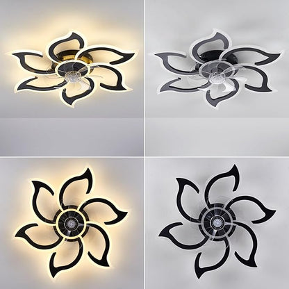 35" Black Modern Ceiling Fan with Light Remote Control, 3 Light Color 6 Speeds Samll Low Profile Ceiling Fan for Bedroom Kitchen