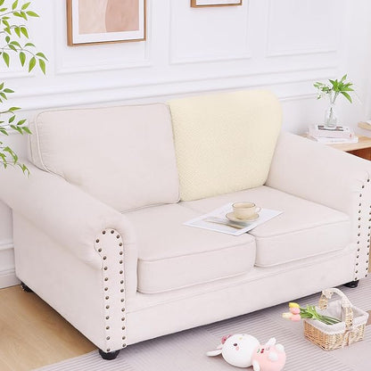 Smiry Waterproof Couch Cushion Covers, Stretch Jacquard Thick Sofa Cushion Covers, Washable Seat Slipcover Elastic Furniture Protector for Pets, Kid (Back Cover L, Beige)