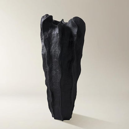 Playa Floor Vase, Organic Modern Sculptural Vase with Textured Finish, Minimalist Statement Piece for Contemporary Home Decor & Interior Design, Black