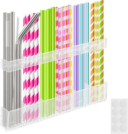 Cabinet Straw Holder,Acrylic Straw Organizer,Straws Dispense for Kitchen Counter and Cabinet Door（Transparent）